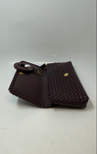 Load image into Gallery viewer, Zara Womens Brown Faux Leather Woven Adjustable Strap Flap Crossbody Bag
