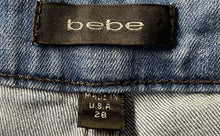 Load image into Gallery viewer, Bebe Womens Blue Denim Medium Wash 5 Pocket Design Bootcut Jeans Pants Size 28
