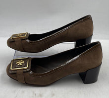Load image into Gallery viewer, Authentic Tory Burch Womens Talla Brown Leather Slip-On Block Pump Heels Size 6M
