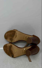 Load image into Gallery viewer, Aldo Womens Brown Leather Open Toe Block Ankle Strap Heels Size 8.5
