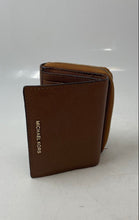Load image into Gallery viewer, Michael Kors Womens Brown Leather ID Window Card Holder Flap Zip-Around Wallet
