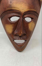 Load image into Gallery viewer, African Primitive Old Wooden Brown Hand Carved &amp; Painted Wall Hanging Face Mask
