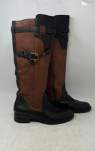 Load image into Gallery viewer, Unbranded Womens Black Brown Leather Round Toe Knee High Riding Boots Size 8
