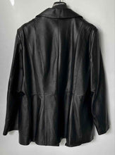 Load image into Gallery viewer, Worthington Womens Black Leather Notch Lapel Button Front Jacket Size XL
