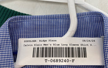 Load image into Gallery viewer, Calvin Klein Mens Blue Printed Slim Fit Long Sleeve Collared Dress Shirt Size 16
