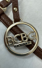 Load image into Gallery viewer, BCBG Womens Brown Leather Bag Charm Double Handle Tote Handbag
