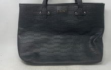 Load image into Gallery viewer, Nautica Womens Black Monogram Embossed Faux Leather Magnetic Large Tote Bag

