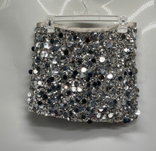 Load image into Gallery viewer, Zara Womens Silver Sequin Sparkly Lined Side Zip Tassel Mini Skirt Size Small
