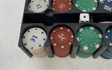 Load image into Gallery viewer, Texas Hold'em Poker Set Game 200 Chips Cards &amp; Dice Pre Owned No Graded
