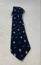 Load image into Gallery viewer, Enrico Coveri Mens Navy Blue Geometric Silk Keeper Loop Adjustable Pointed Tie
