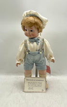 Load image into Gallery viewer, Marian Yu Designs Blonde Hair Porcelain Boy Doll In Blue Shorts W/ COA In Box
