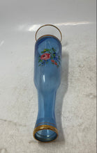 Load image into Gallery viewer, Blue Gold Trim Floral Glass Hand-Painted Decorative Pedestal Bud Flower Vase
