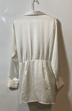 Load image into Gallery viewer, Zara Womens White Long Sleeve Collared Satin Short Mini Dress Size Medium
