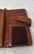 Load image into Gallery viewer, Womens Brown Leather Woven Outer Pocket Credit Card Slot Bifold Wallet
