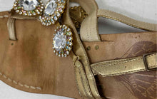 Load image into Gallery viewer, La Conchiglia Positano Womens Gold-Tone Leather Embellished Thong Sandals Sz 39
