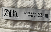 Load image into Gallery viewer, Zara Womens White Light Wash Flat Front Distressed Straight-Leg Jeans Pants Sz 0
