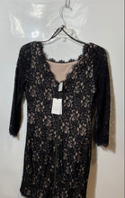 Load image into Gallery viewer, Diane Von Furstenberg Womens Black Floral Lace 3/4 Sleeve Sheath Dress Size 8
