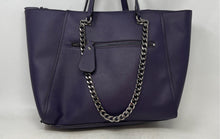 Load image into Gallery viewer, Guess Womens Nikki Purple Leather Chain Strap Inner Zip Pocket Tote Purse

