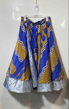 Load image into Gallery viewer, Wayan Womens Blue Brown Geometric Tiered Bohemian Midi Wrap Skirt One Size
