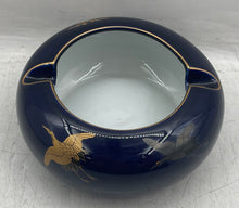 Load image into Gallery viewer, Cobalt Blue With Gold And Silver Color Crane Design Japanese Ashtray
