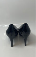 Load image into Gallery viewer, Bandolino Womens Rainaa Black Leather Open Toe Slip-On Pump Heels Size 7.5 M

