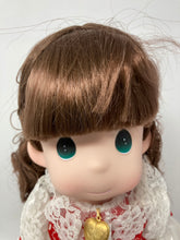 Load image into Gallery viewer, Precious Moments Rachel Violin Heart Locket Brown Hair Green Eyes Porcelain Doll
