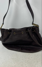 Load image into Gallery viewer, Charles David Womens Brown Leather Studded Inner Pockets Drawstring Shoulder Bag
