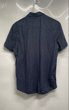 Load image into Gallery viewer, Calvin Klein Mens Blue Geometric Printed Cotton Short Sleeve Button-Up Shirt M
