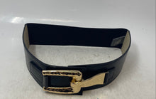 Load image into Gallery viewer, Vince Camuto Womens Black Gold Tone Hammered Buckle Designer Belt
