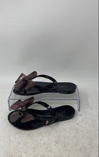 Load image into Gallery viewer, Melissa Girls Harmonic Black Glitter Bow Slip-On Thong Sandals Size 11
