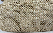 Load image into Gallery viewer, Fossil Womens Beige Brown Woven Raffia Leather Trim Flap Crossbody Bag
