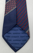 Load image into Gallery viewer, Givenchy Mens Blue Red Striped Geometric Keeper Loop Adjustable Pointed Tie
