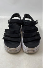 Load image into Gallery viewer, Nike Womens Icon Classic Black White Hook &amp; Loop Open Toe Platform Sandals Sz 8
