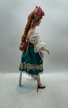 Load image into Gallery viewer, Brown Curly Hair Green Eyes Ceramic My Wild Irish Rose Musical Play Doll w/Stand
