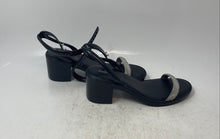 Load image into Gallery viewer, Melissa Womens Shiny Black Rhinestone Block Heel Ankle Strap Sandals Size 8
