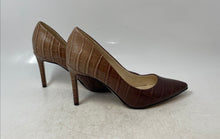 Load image into Gallery viewer, Nine West Womens Brown Croc Embossed Pointed Toe High Pump Heels Size 7.5 M
