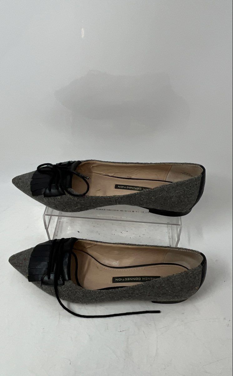 French Connection Womens Gray Black Pointed Toe Slip-On Ballet Flats Size 7.5