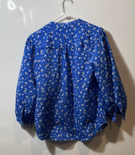 Load image into Gallery viewer, Karl Lagerfeld Womens Blue Floral Print V-Neck Button Front Blouse Top Size S

