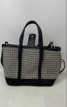 Load image into Gallery viewer, Anne Klein Womens Black White Houndstooth Inner Pockets Tote Bag With Strap
