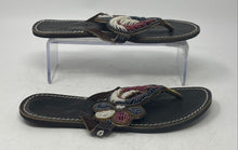 Load image into Gallery viewer, Afro Styles Kenya Womens Black Beaded Slip-On Flip Flop Sandals Size EUR 39
