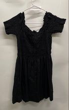 Load image into Gallery viewer, H&amp;M Womens Black Short Sleeve Off The Shoulder Smocked Mini Dress Size L
