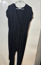 Load image into Gallery viewer, New York &amp; Company Womens Black Short Sleeve Stretch One-Piece Jumpsuit Size L
