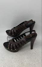 Load image into Gallery viewer, Unbranded Womens Brown Leather Cut-Out Studded Slingback Sandals Size 7
