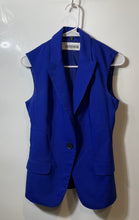 Load image into Gallery viewer, Express Womens Royal Blue Sleeveless Collared Pockets One-Button Vest Size XS
