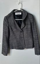 Load image into Gallery viewer, Ann Taylor Womens White Black Tweed Long Sleeve Two-Button Blazer Size 6P
