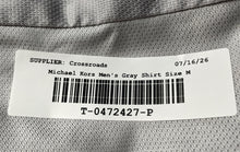 Load image into Gallery viewer, Michael Kors Mens Gray Regular Fit Airsoft Stretch Wrinkle Free Dress Shirt Sz M
