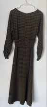 Load image into Gallery viewer, Zara Womens Green Black Printed Long Sleeve V-Neck Regular Fit Maxi Dress Size S
