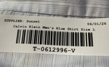 Load image into Gallery viewer, Calvin Klein Mens Blue Striped Short Sleeve Slim Fit Button-Up Shirt Size Large

