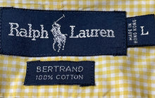 Load image into Gallery viewer, Ralph Lauren Mens Yellow White Gingham Cotton Bertrand Button-Up Shirt Size L
