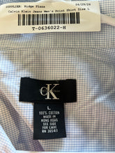 Load image into Gallery viewer, Calvin Klein Mens Blue Printed Cotton Long Sleeve Button-Up Shirt Size Large
